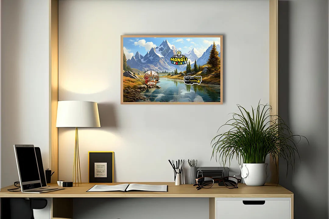 Metall Magnetboard mit hochwertigem Besneeuwde Berge und rivier Design