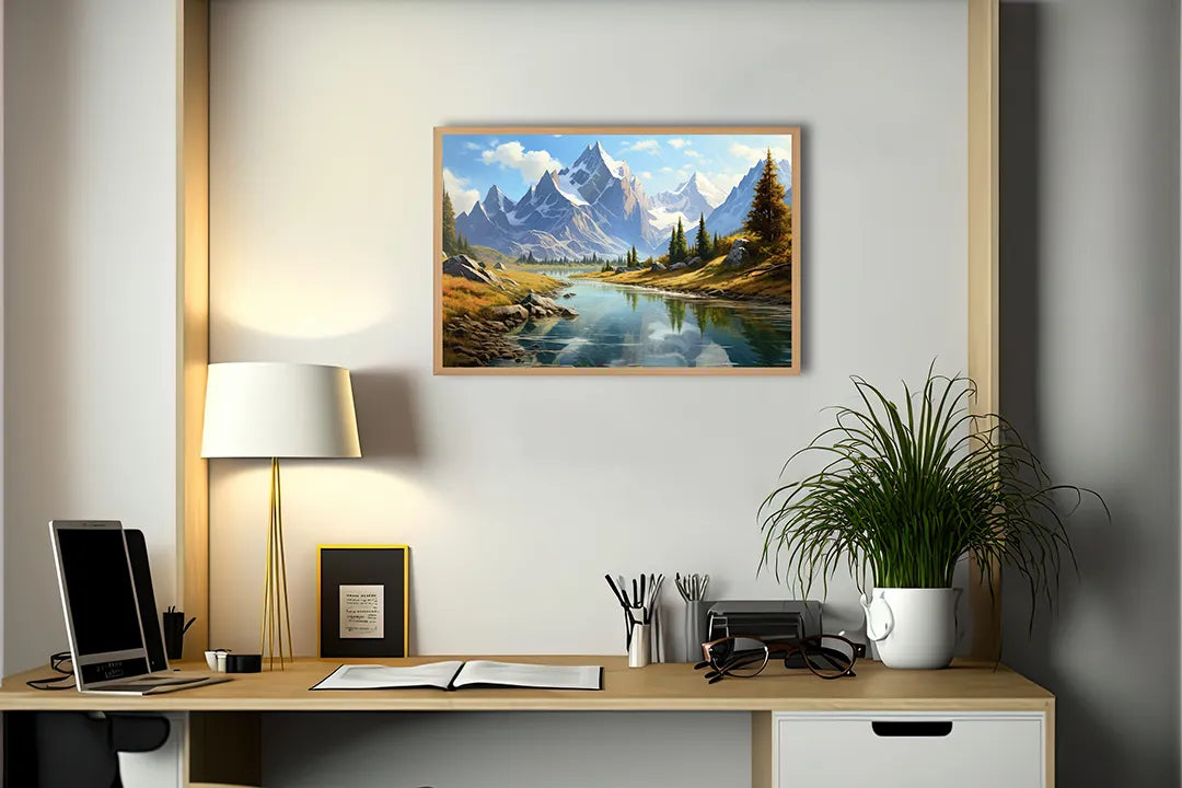 Metall Magnetboard mit hochwertigem Besneeuwde Berge und rivier Design