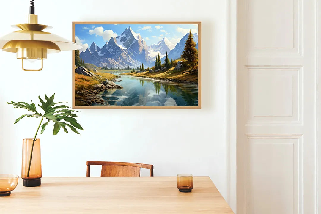 Metall Magnetboard mit hochwertigem Besneeuwde Berge und rivier Design