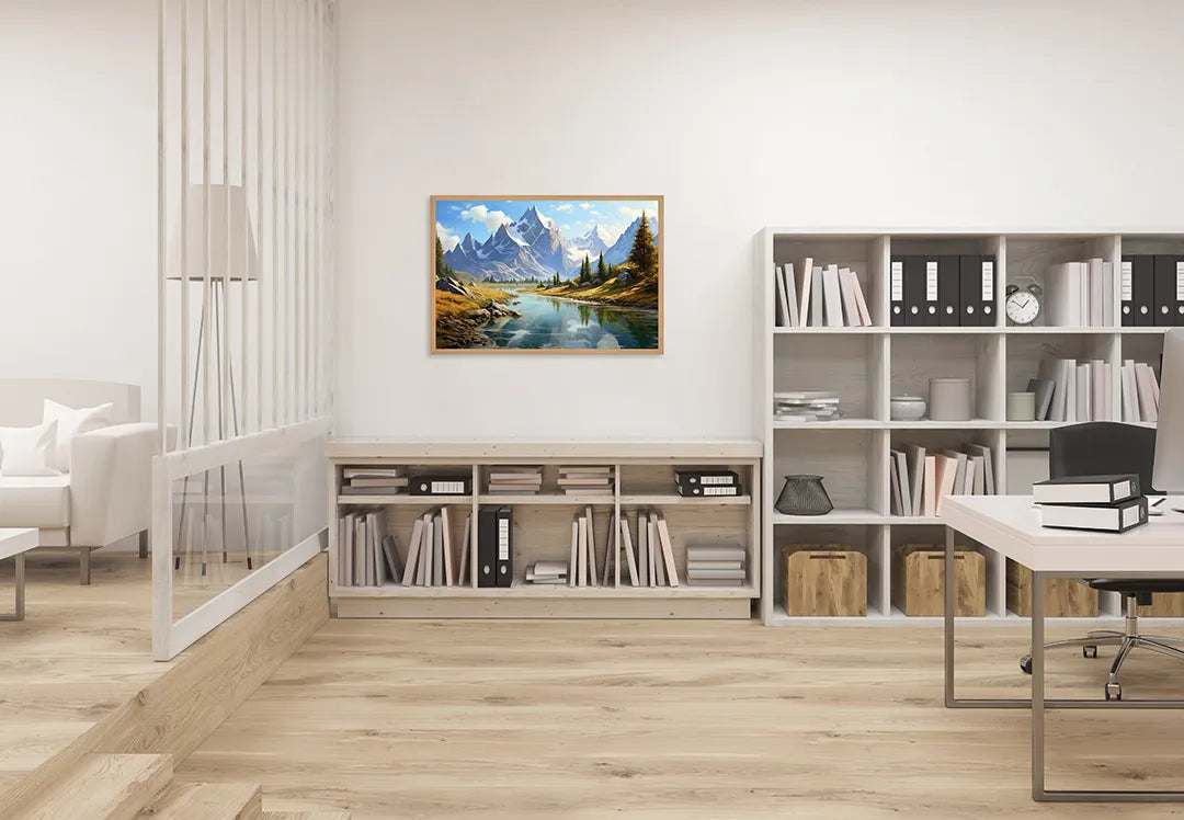 Metall Magnetboard mit hochwertigem Besneeuwde Berge und rivier Design