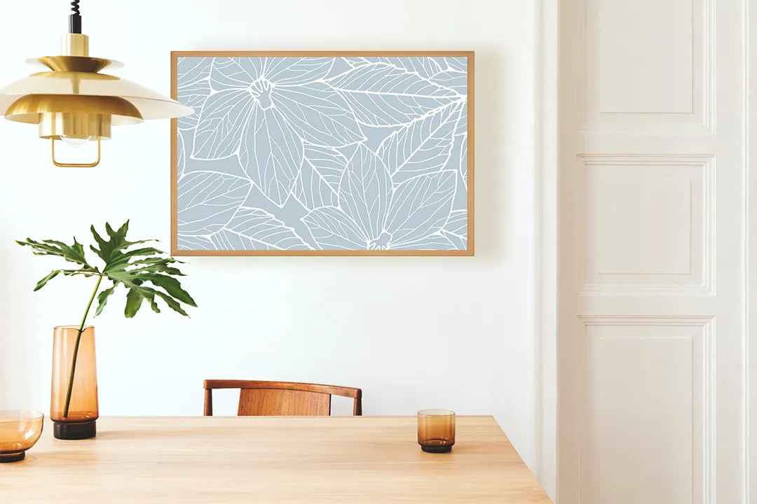 Metall Magnetboard mit hochwertigem Weiße Blätter auf lichtblauw Design