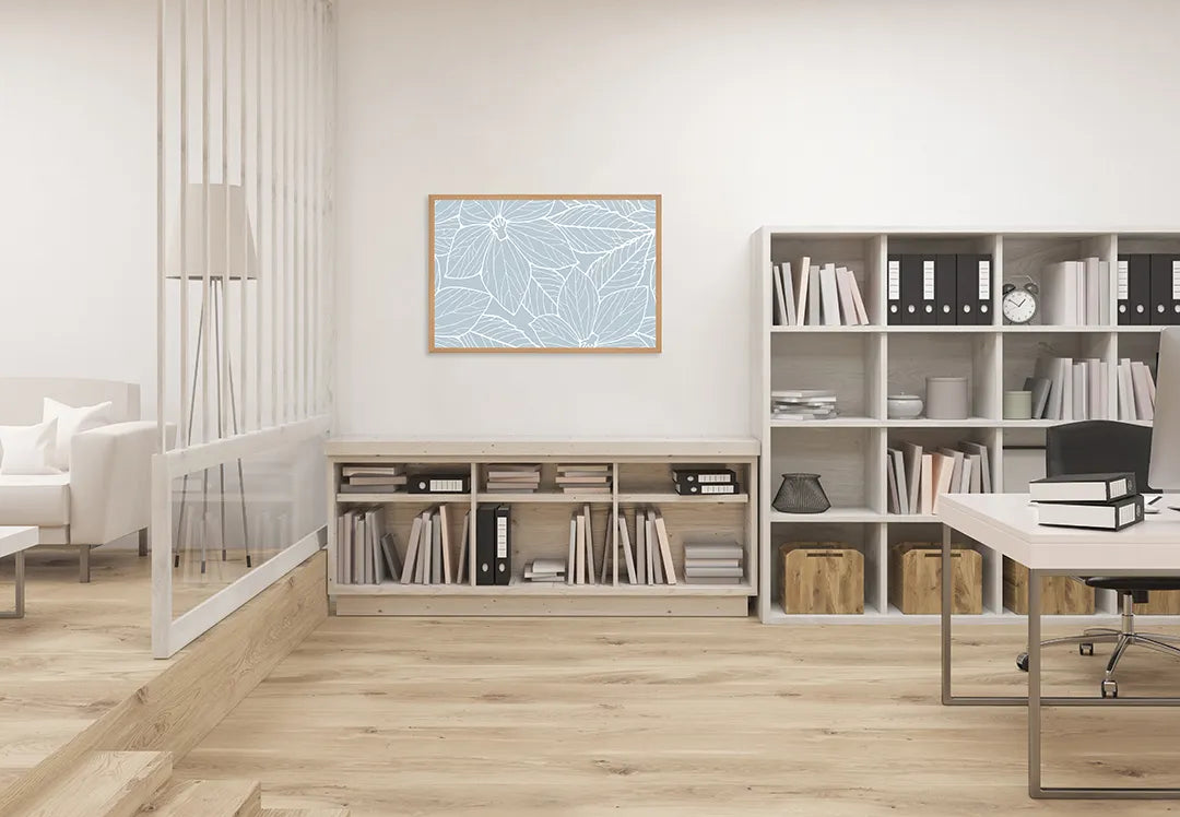 Metall Magnetboard mit hochwertigem Weiße Blätter auf lichtblauw Design