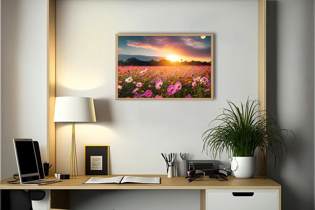 Metall Magnetboard mit hochwertigem Lavendelveld Sonnenuntergang Design