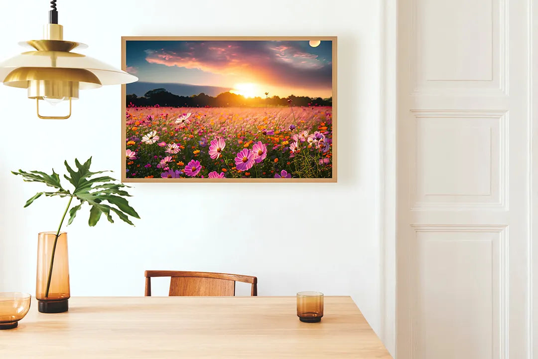Metall Magnetboard mit hochwertigem Lavendelveld Sonnenuntergang Design