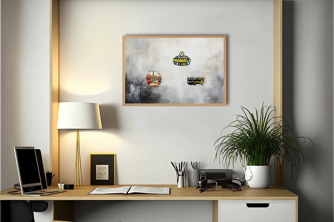 Metall Magnetboard mit hochwertigem Abstrakt beige grijs Design