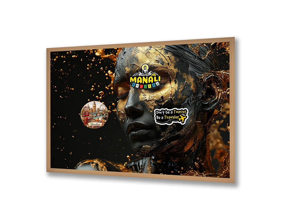 Metall Magnetboard mit hochwertigem Goldene Gesicht standbeeld Design