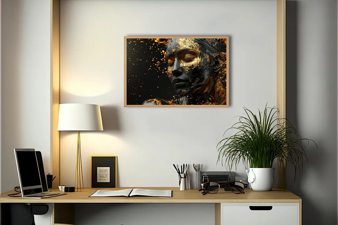 Metall Magnetboard mit hochwertigem Goldene Gesicht standbeeld Design