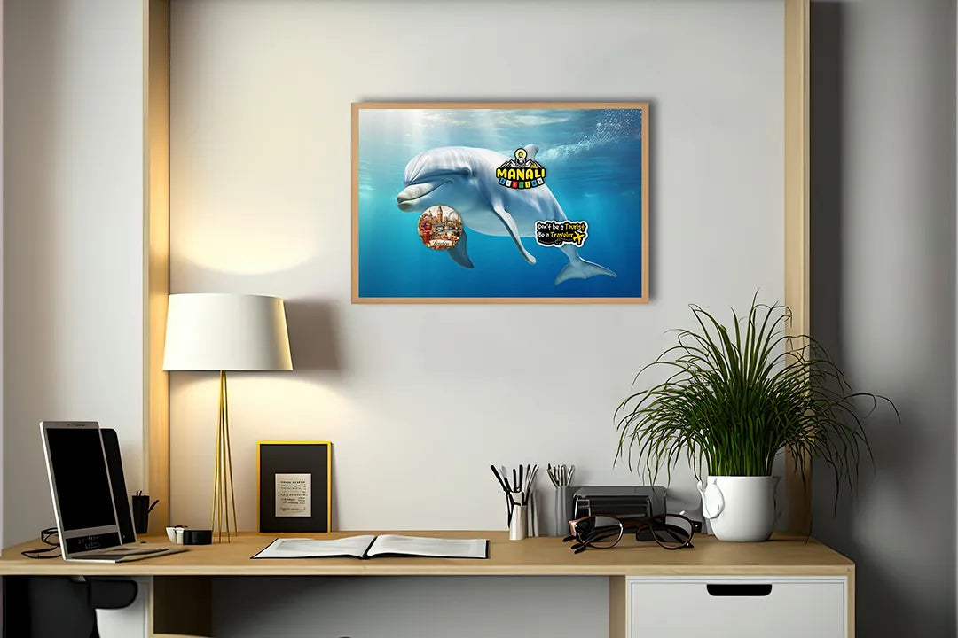 Metall Magnetboard mit hochwertigem Dolfijn Unterwasser blau Design
