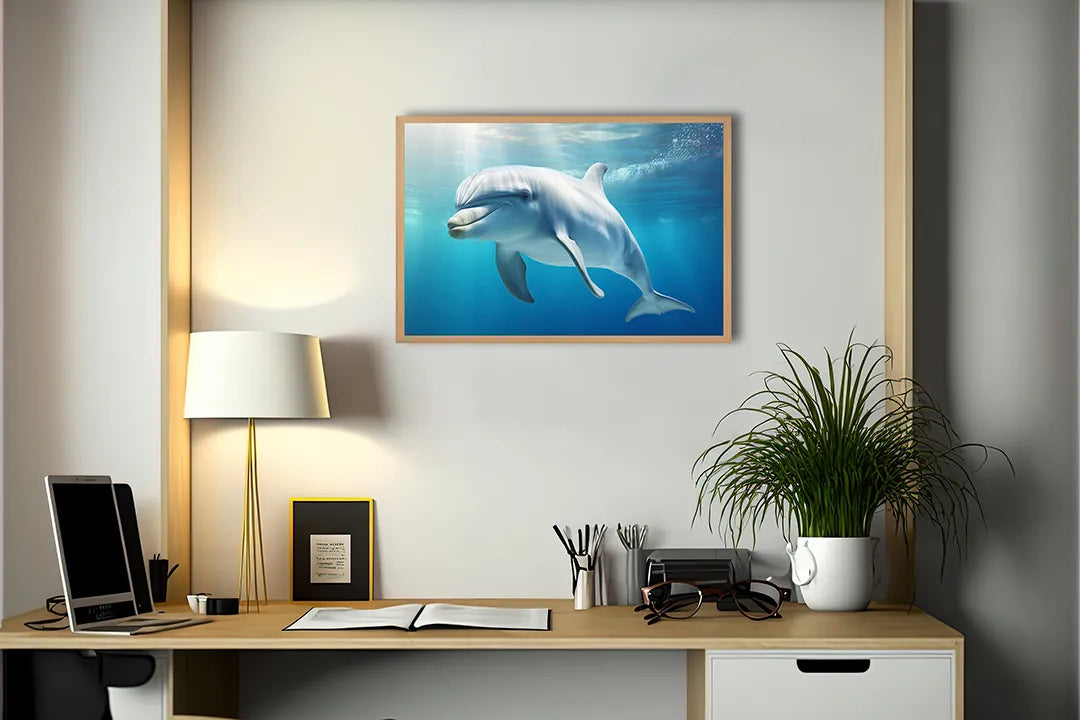Metall Magnetboard mit hochwertigem Dolfijn Unterwasser blau Design