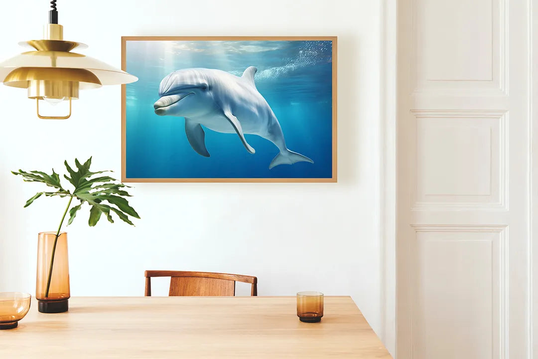 Metall Magnetboard mit hochwertigem Dolfijn Unterwasser blau Design