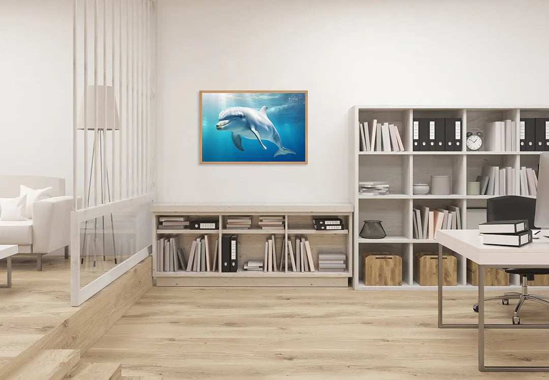Metall Magnetboard mit hochwertigem Dolfijn Unterwasser blau Design