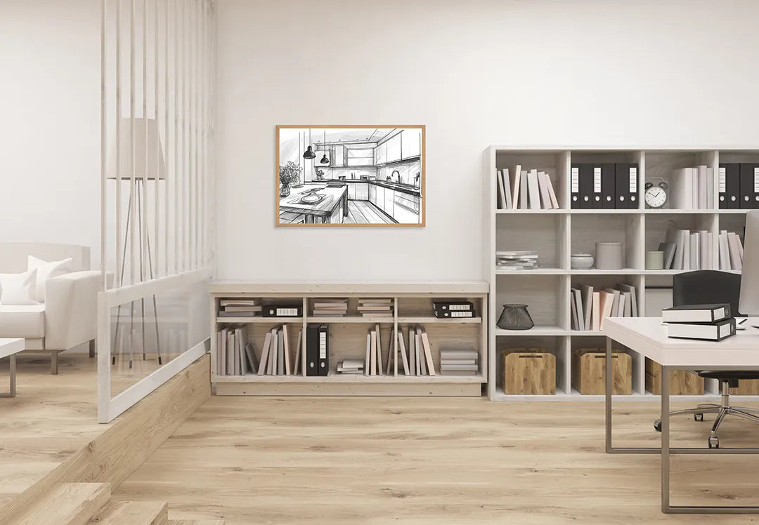 Metall Magnetboard mit hochwertigem Keuken Skizze schwarz weiß Design