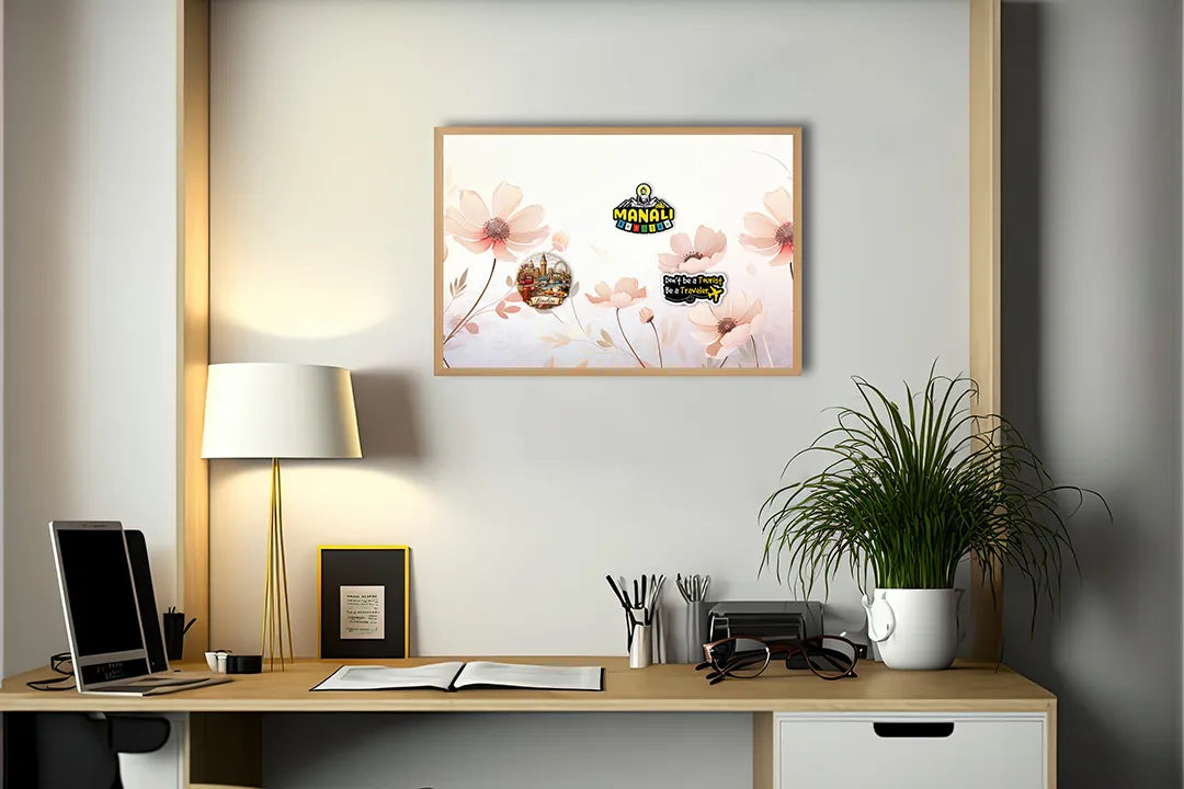 Metall Magnetboard mit hochwertigem Weiche rosa Blumen Aquarell Design