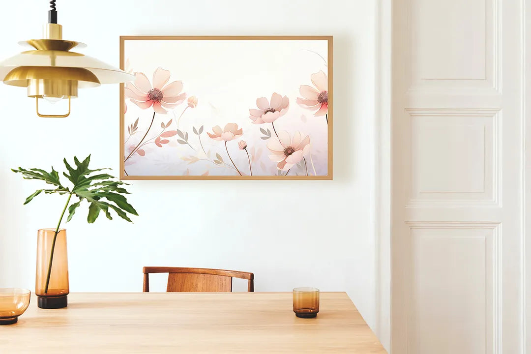 Metall Magnetboard mit hochwertigem Weiche rosa Blumen Aquarell Design