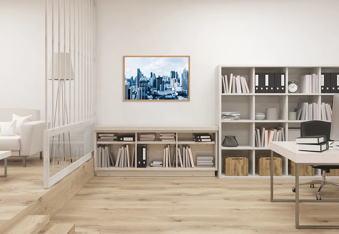 Metall Magnetboard mit hochwertigem Skyline stad in Winter Design