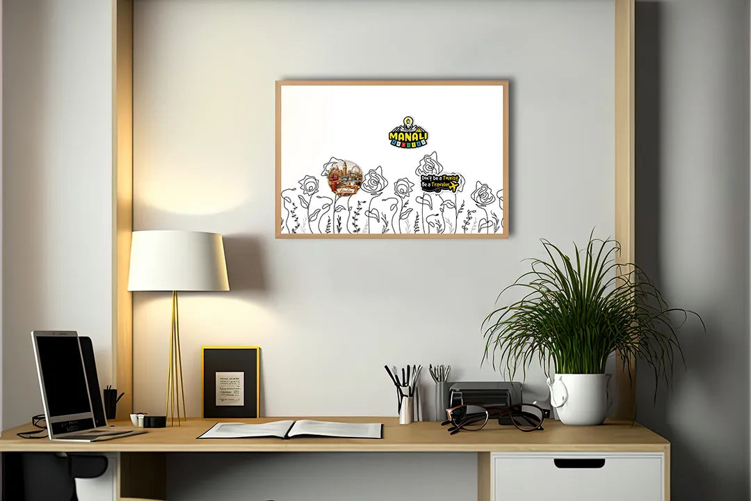 Metall Magnetboard mit hochwertigem Minimalistische Blumen Linienzeichnung Design