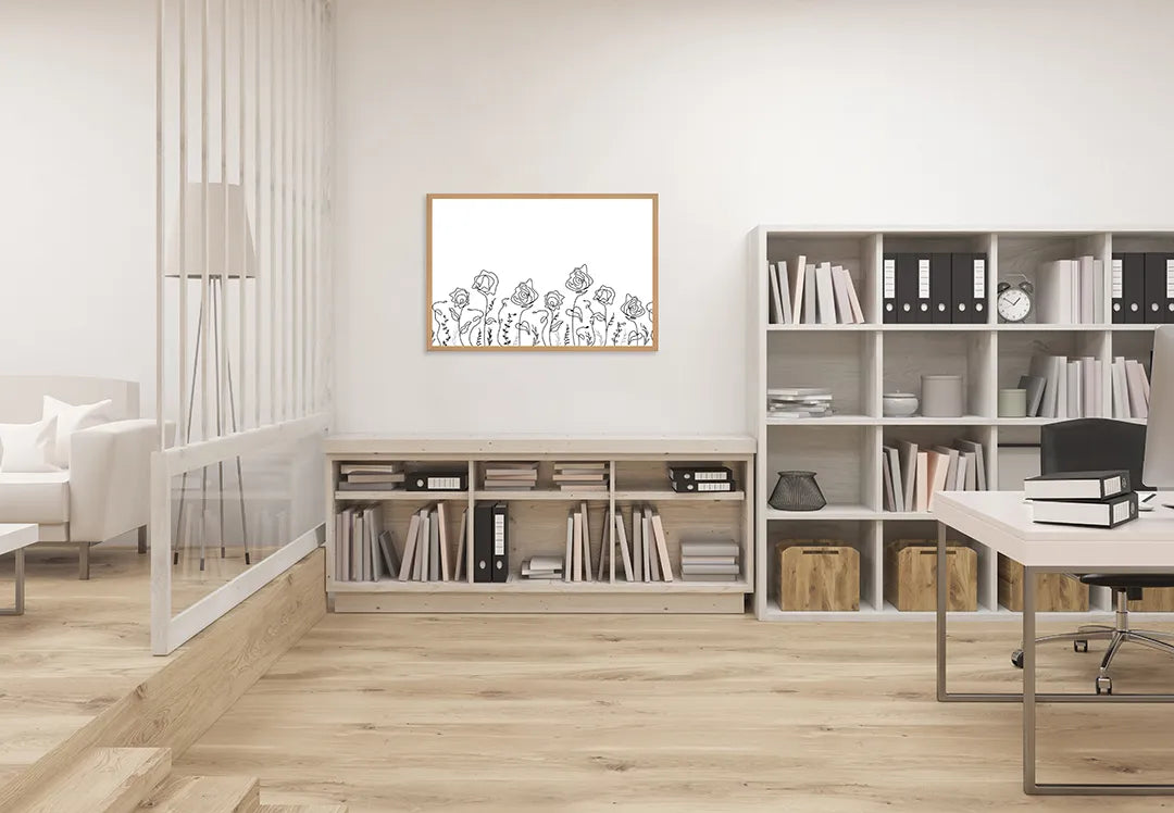 Metall Magnetboard mit hochwertigem Minimalistische Blumen Linienzeichnung Design