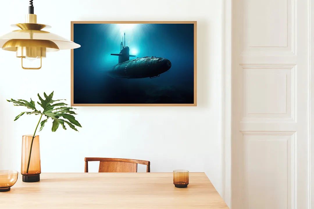 Metall Magnetboard mit hochwertigem Duikboot Unterwasser blau Design