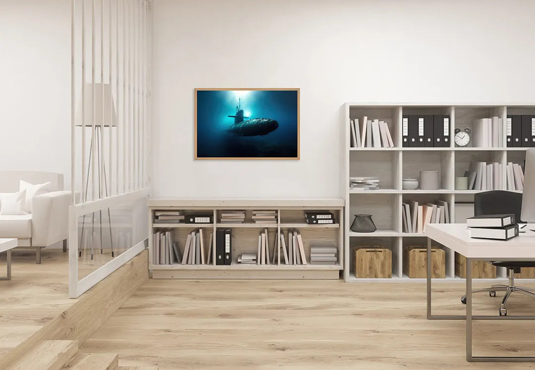 Metall Magnetboard mit hochwertigem Duikboot Unterwasser blau Design
