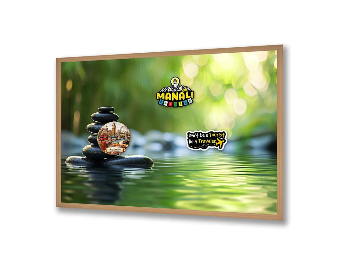 Metall Magnetboard mit hochwertigem Zen Steine balans Wasser Design