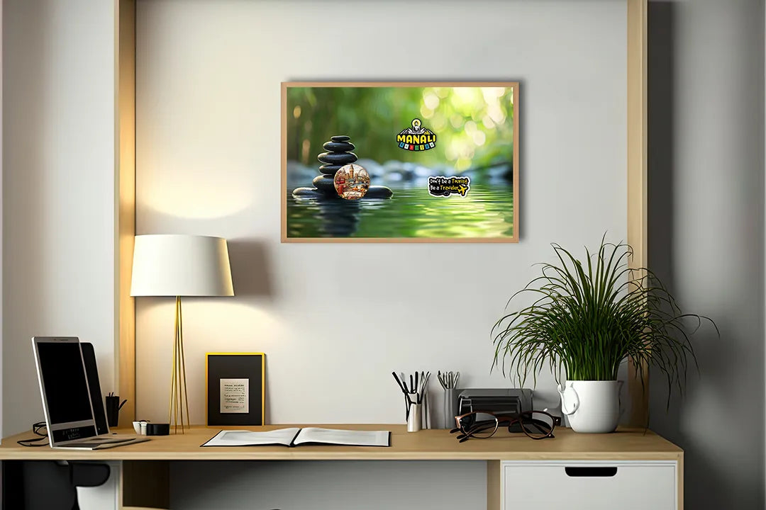Metall Magnetboard mit hochwertigem Zen Steine balans Wasser Design