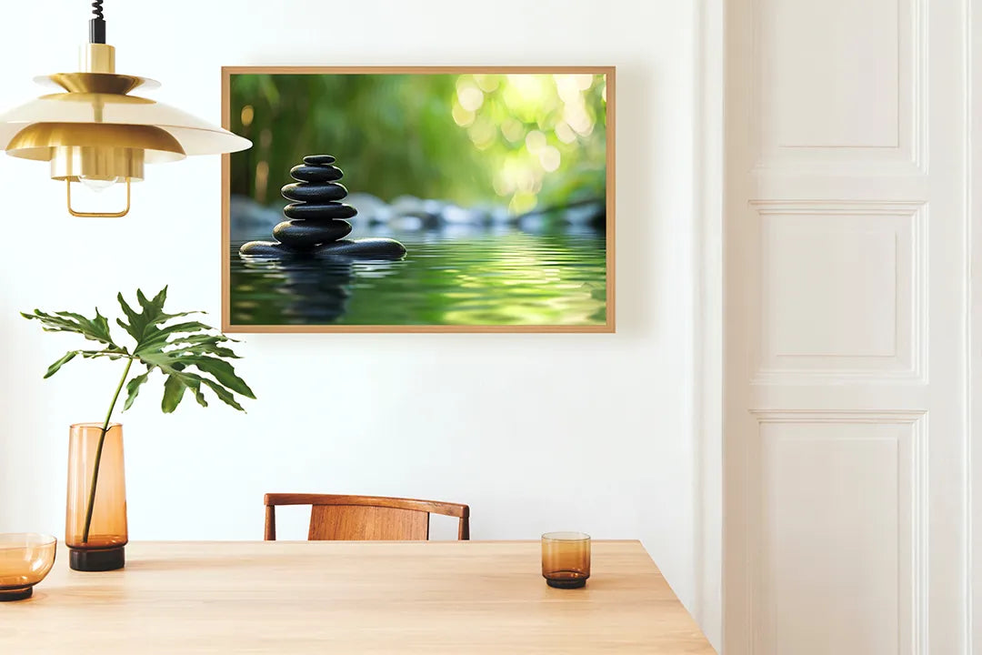 Metall Magnetboard mit hochwertigem Zen Steine balans Wasser Design