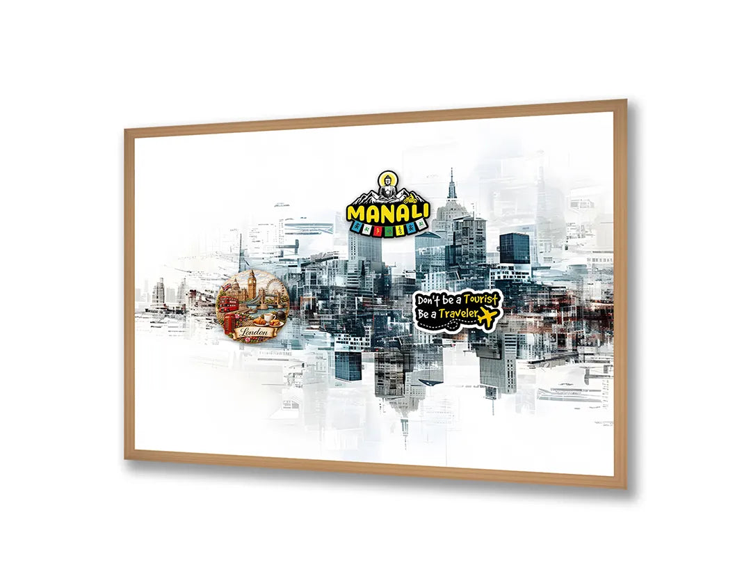Metall Magnetboard mit hochwertigem Stad Skyline Aquarell Design