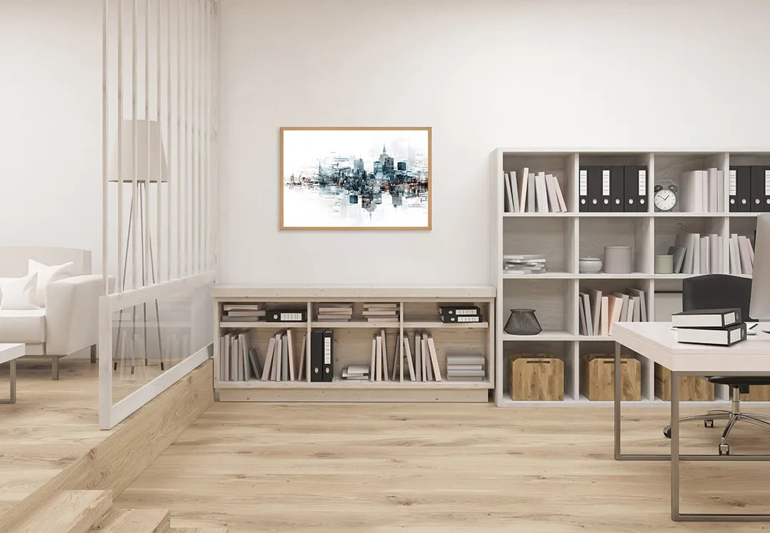 Metall Magnetboard mit hochwertigem Stad Skyline Aquarell Design