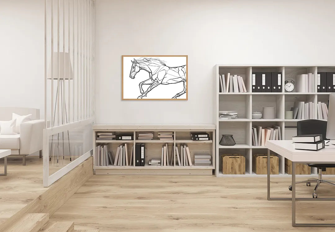Metall Magnetboard mit hochwertigem Paard Linienzeichnung rennend Design