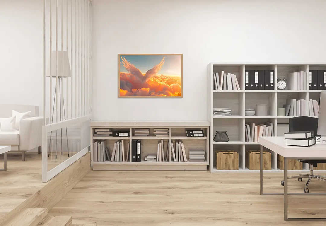 Metall Magnetboard mit hochwertigem Goldene vleugels in Wolken Design