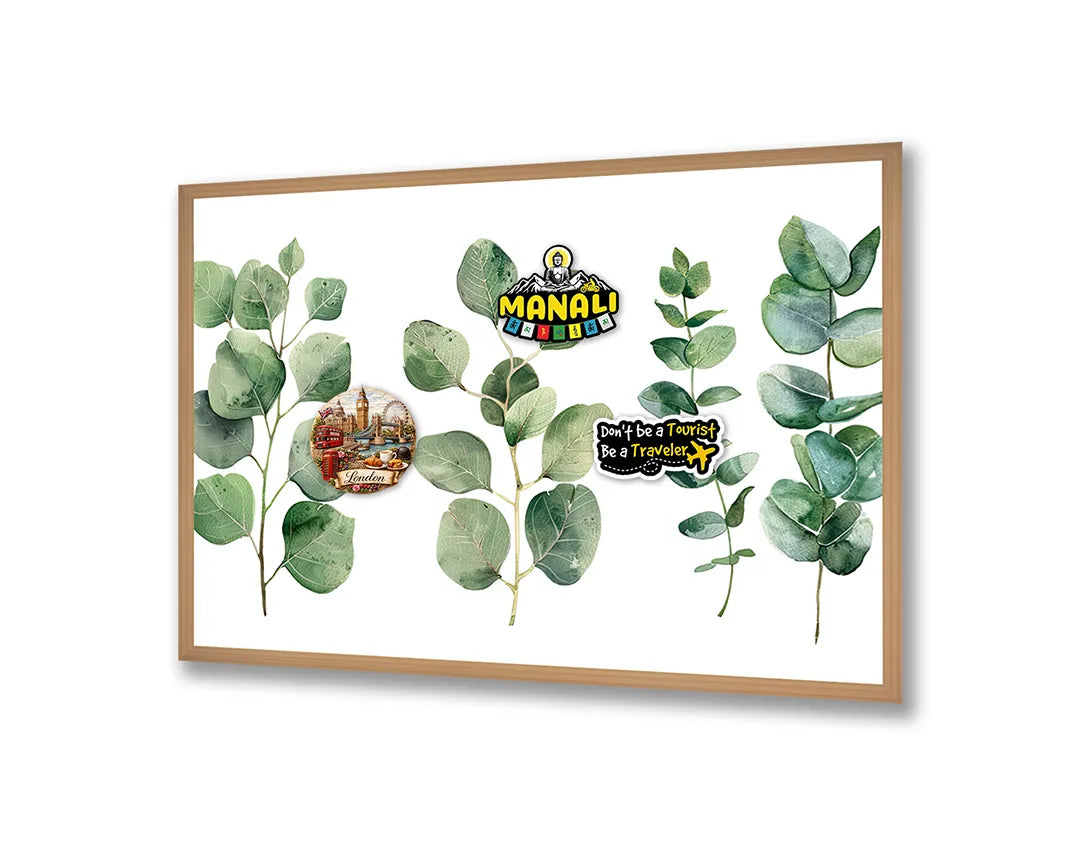 Metall Magnetboard mit hochwertigem Eucalyptus Blätter Aquarell Design