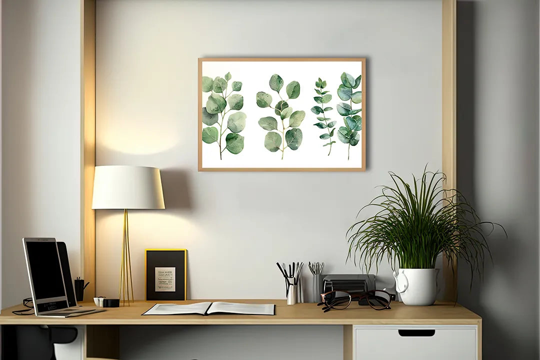 Metall Magnetboard mit hochwertigem Eucalyptus Blätter Aquarell Design