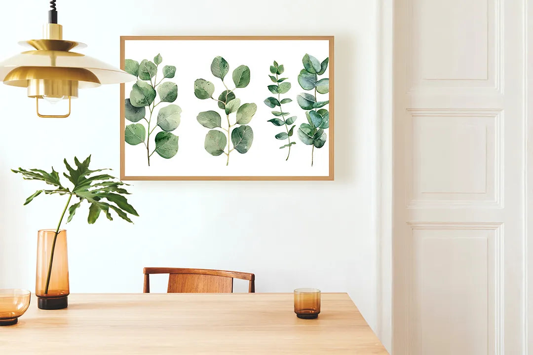 Metall Magnetboard mit hochwertigem Eucalyptus Blätter Aquarell Design