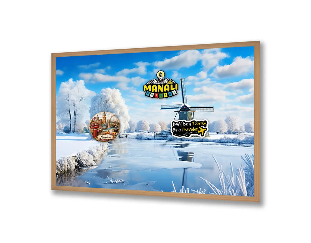 Metall Magnetboard mit hochwertigem Winterlandschap molen Design