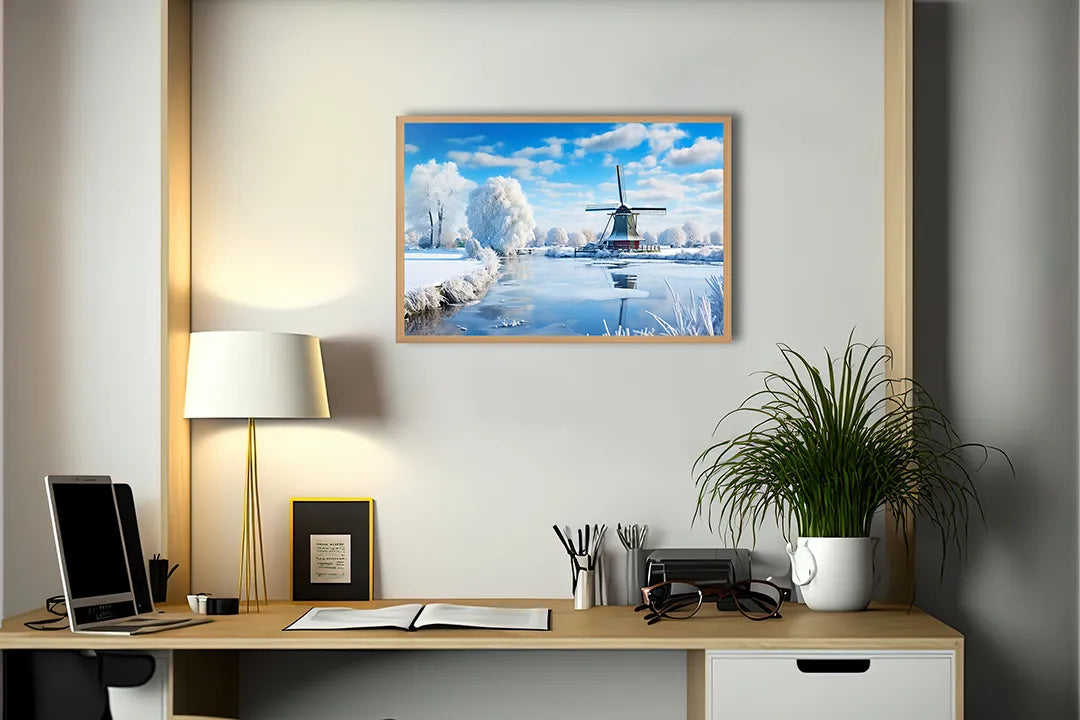 Metall Magnetboard mit hochwertigem Winterlandschap molen Design