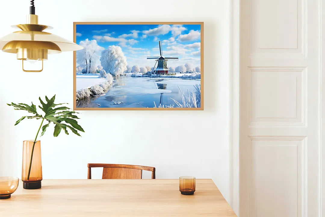 Metall Magnetboard mit hochwertigem Winterlandschap molen Design