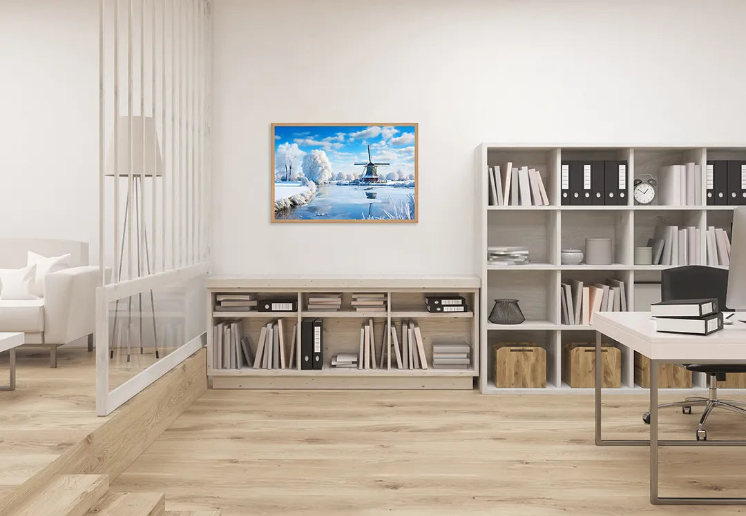 Metall Magnetboard mit hochwertigem Winterlandschap molen Design