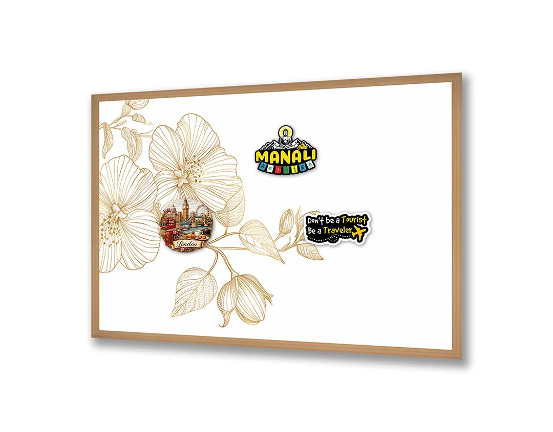 Metall Magnetboard mit hochwertigem Goldene Blumen Ast Design
