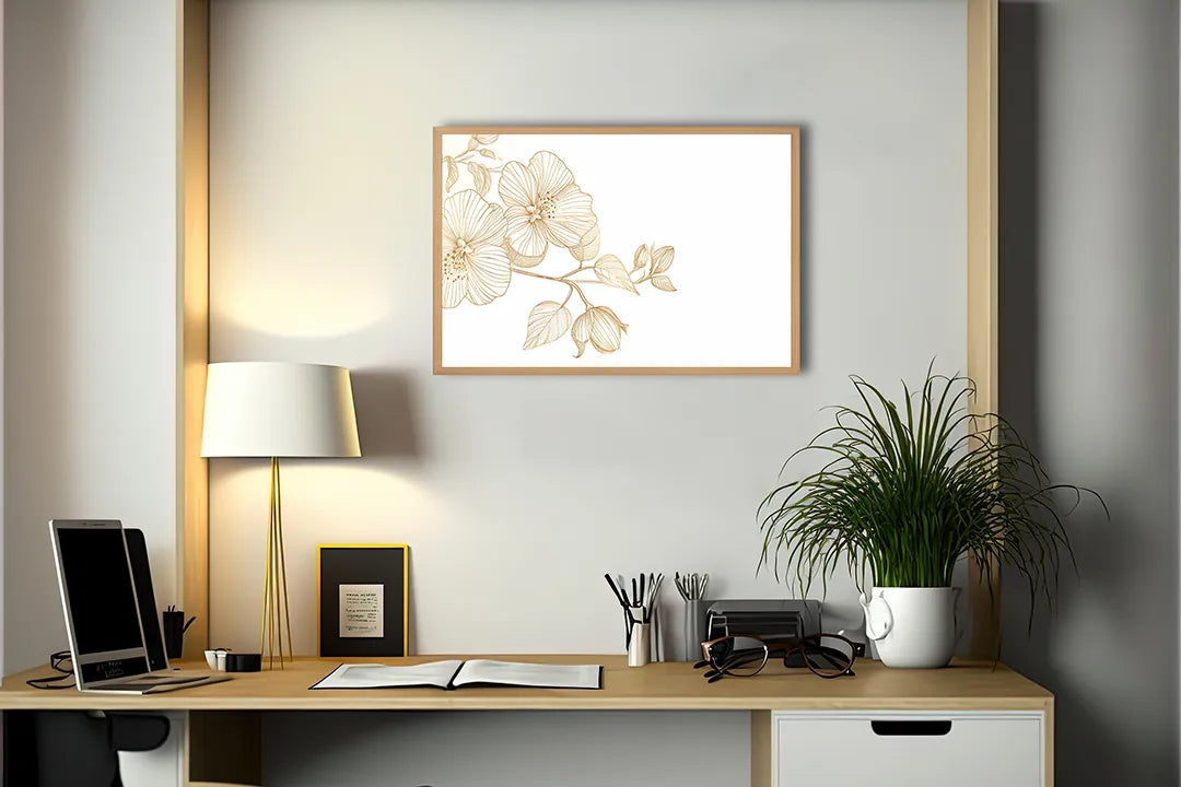 Metall Magnetboard mit hochwertigem Goldene Blumen Ast Design