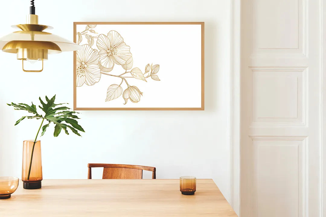 Metall Magnetboard mit hochwertigem Goldene Blumen Ast Design