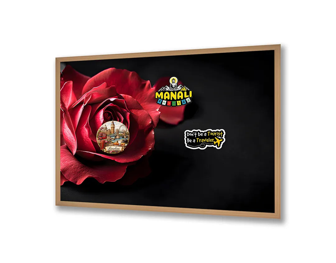 Metall Magnetboard mit hochwertigem Rote Rose auf schwarz Design
