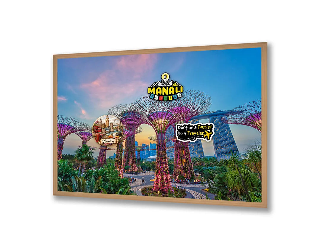 Metall Magnetboard mit hochwertigem Singapore Gardens By The Bay Bei Nacht Design