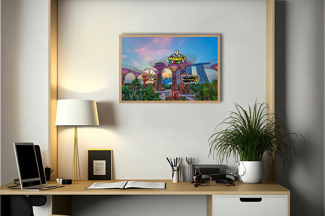 Metall Magnetboard mit hochwertigem Singapore Gardens By The Bay Bei Nacht Design
