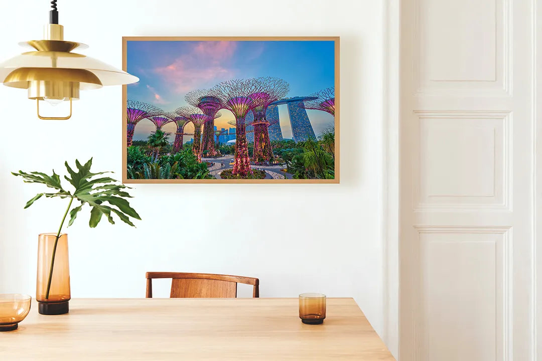 Metall Magnetboard mit hochwertigem Singapore Gardens By The Bay Bei Nacht Design