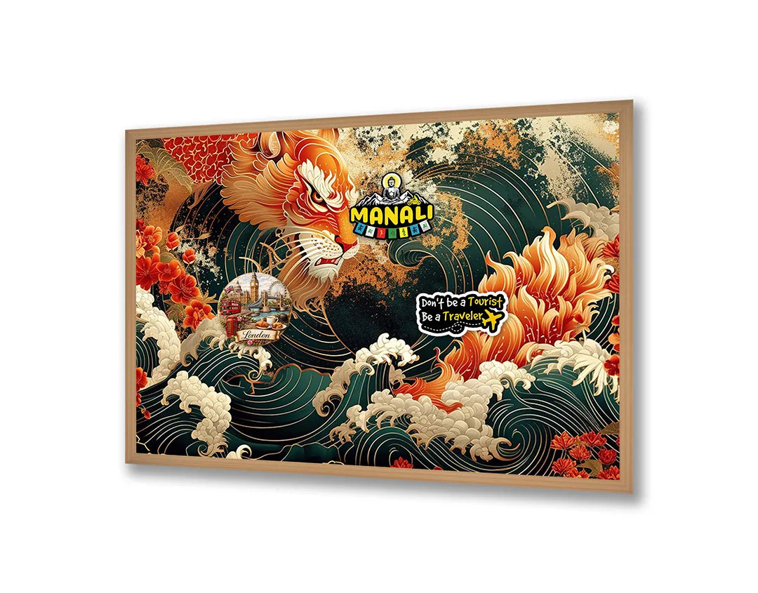 Metall Magnetboard mit hochwertigem Aziatische tijger Welle Kunst Design