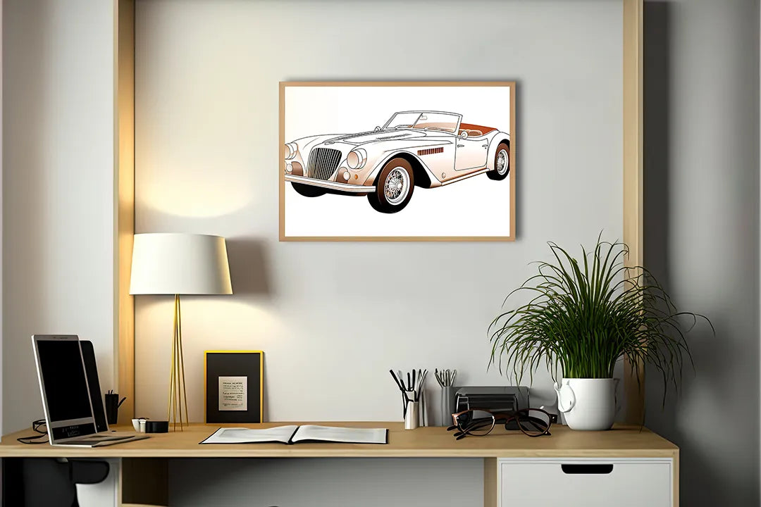 Metall Magnetboard mit hochwertigem Klassische cabriolet auto weiß Design