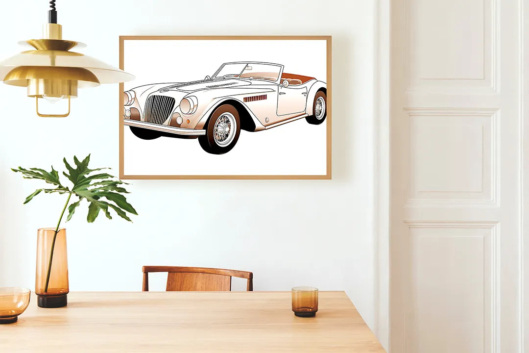 Metall Magnetboard mit hochwertigem Klassische cabriolet auto weiß Design