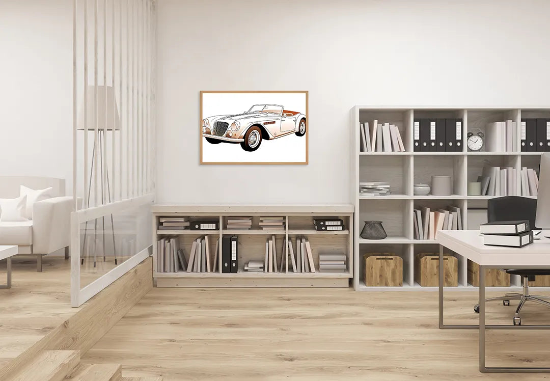 Metall Magnetboard mit hochwertigem Klassische cabriolet auto weiß Design