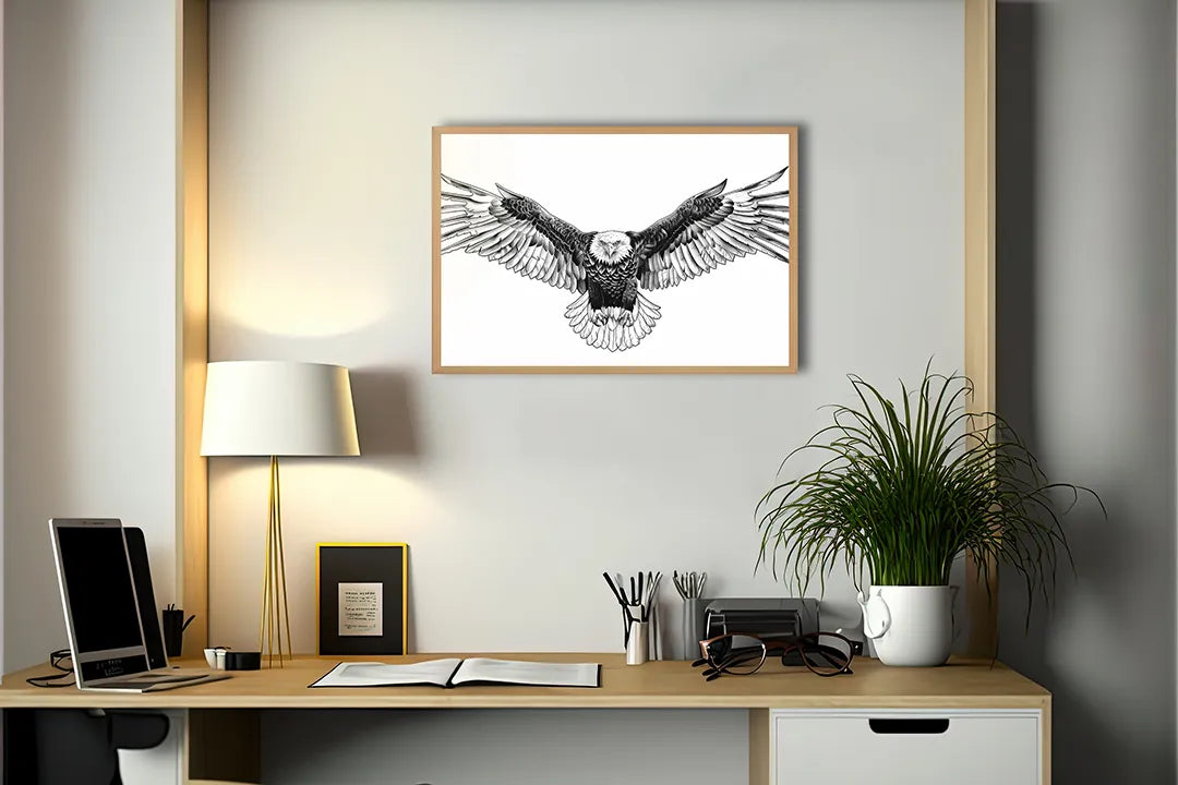 Metall Magnetboard mit hochwertigem Arend vogel schwarz weiß Design