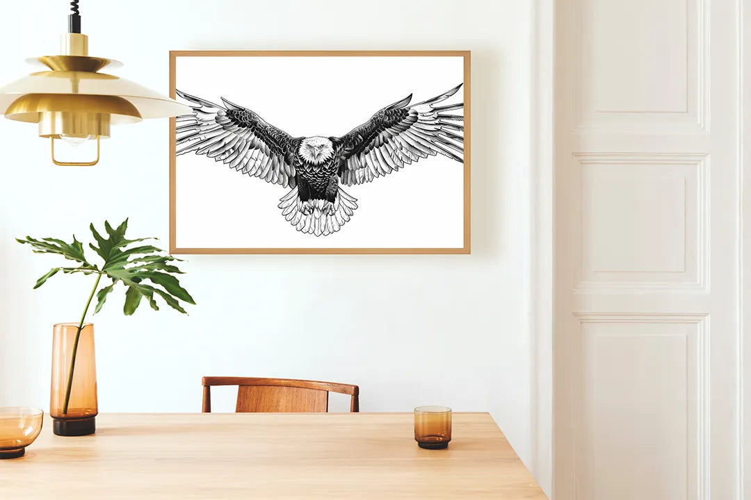 Metall Magnetboard mit hochwertigem Arend vogel schwarz weiß Design